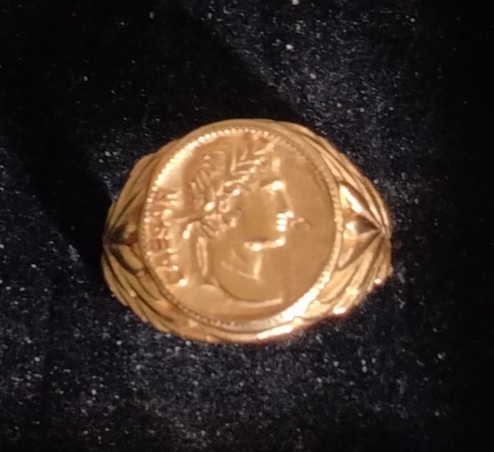 Customer photo review of Roman Emperor Caesar Head Ring Gold
