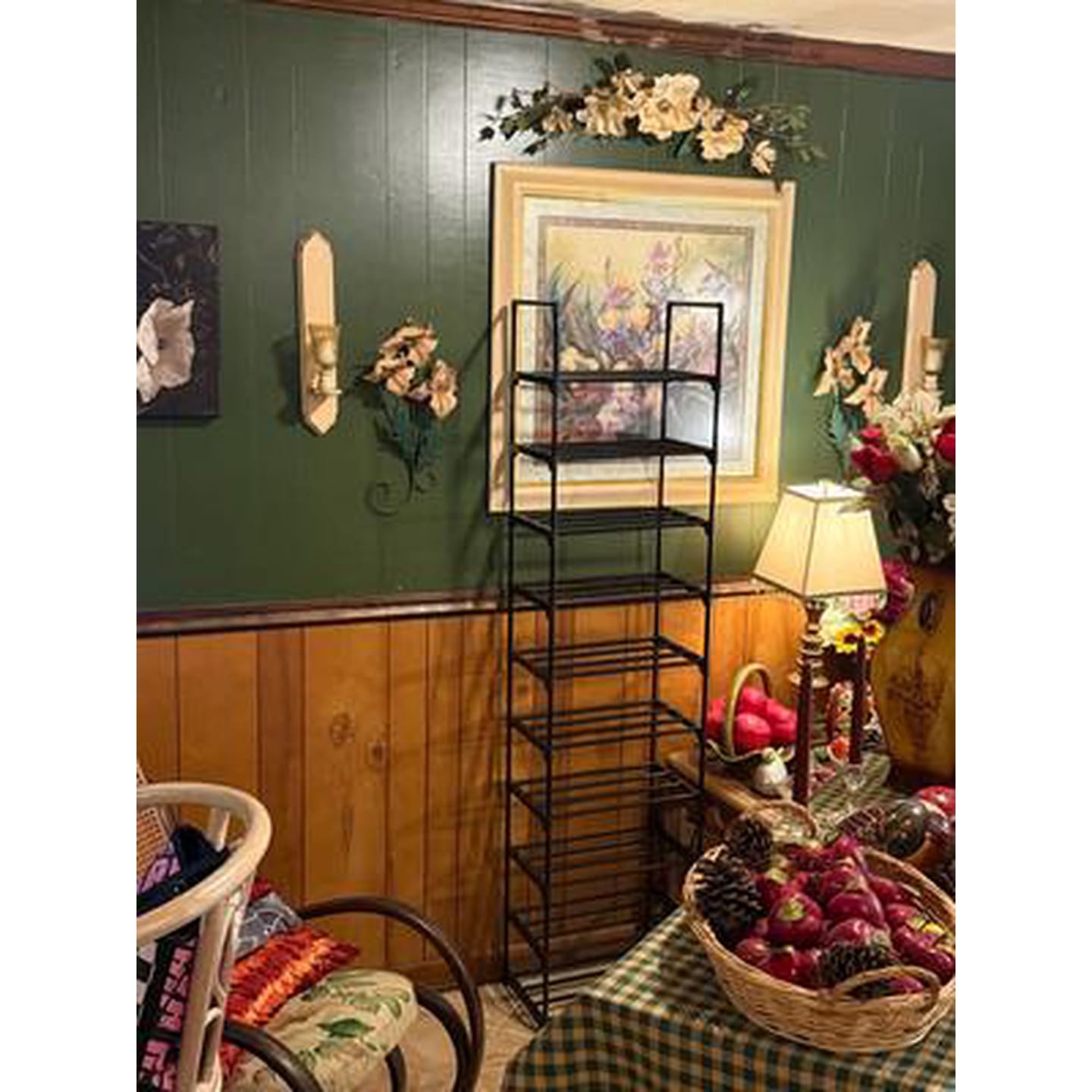 Customer photo review of 10 Tier Metal Shoes Rack Stackable Shoes Shelf with Hooks