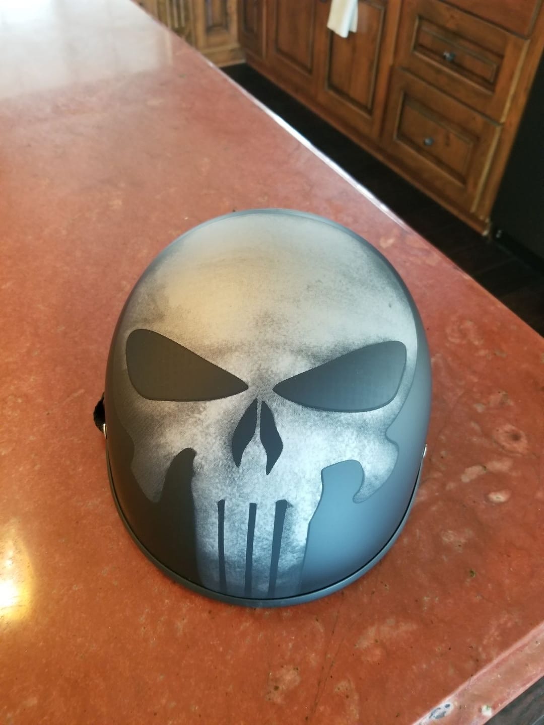 Customer photo review of Smallest Beanie Helmet - Skull Retro