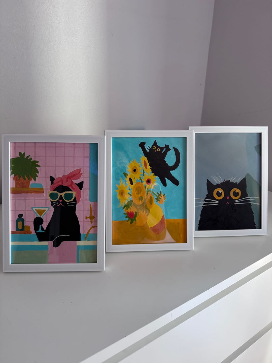 Customer photo review of 6 Mini Paintings - Crazy Cat Set