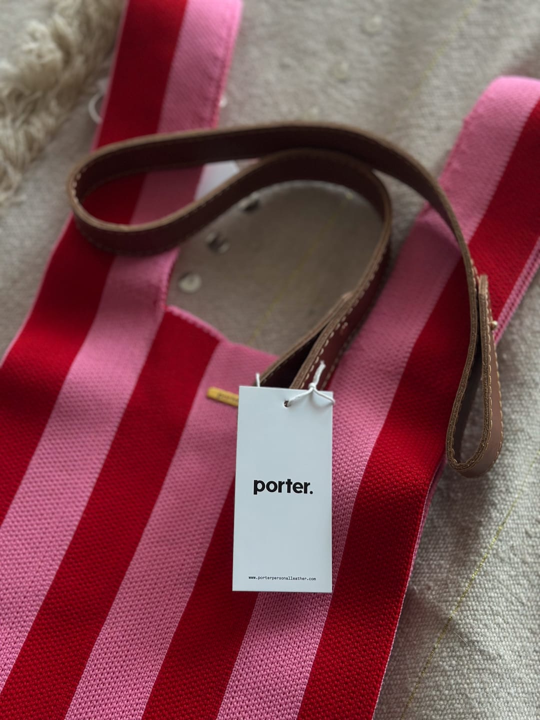 Customer photo review of Red & Pink Vertical Stripe Shopper