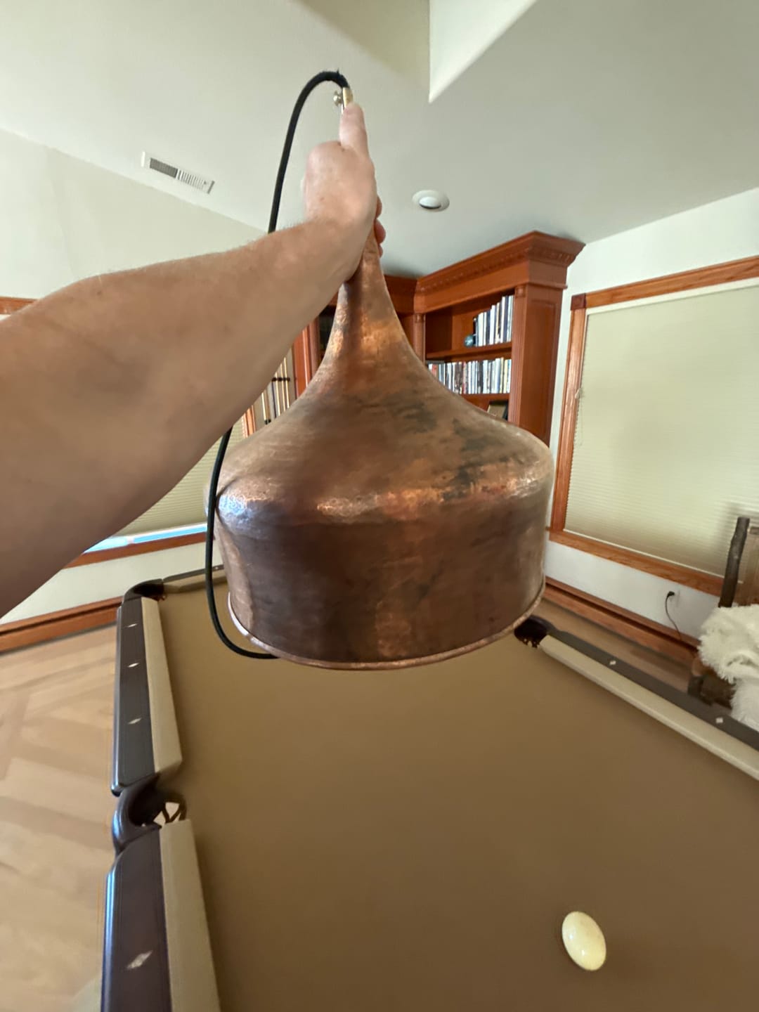Customer photo review of Aged Copper Farmhouse Pendant Light
