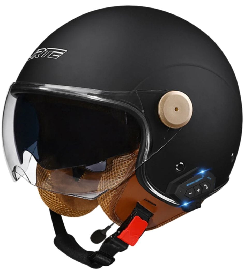 Customer photo review of RetroRide Smart Bluetooth Open-Face Motorcycle Helmet with Dual Sun Visors
