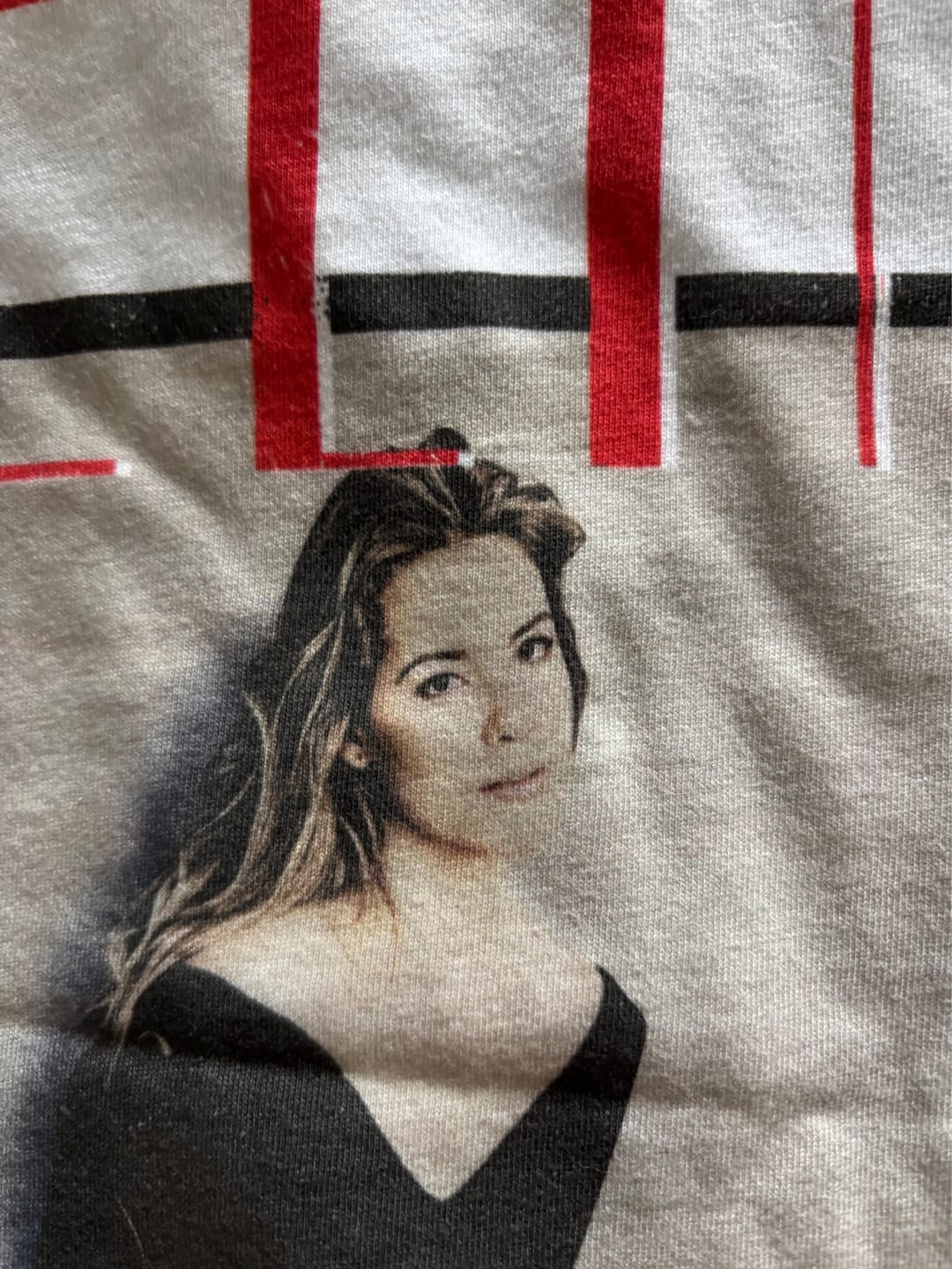 Customer photo review of Maje x Celine Dion Let's Talk About Love 1997 Shirt