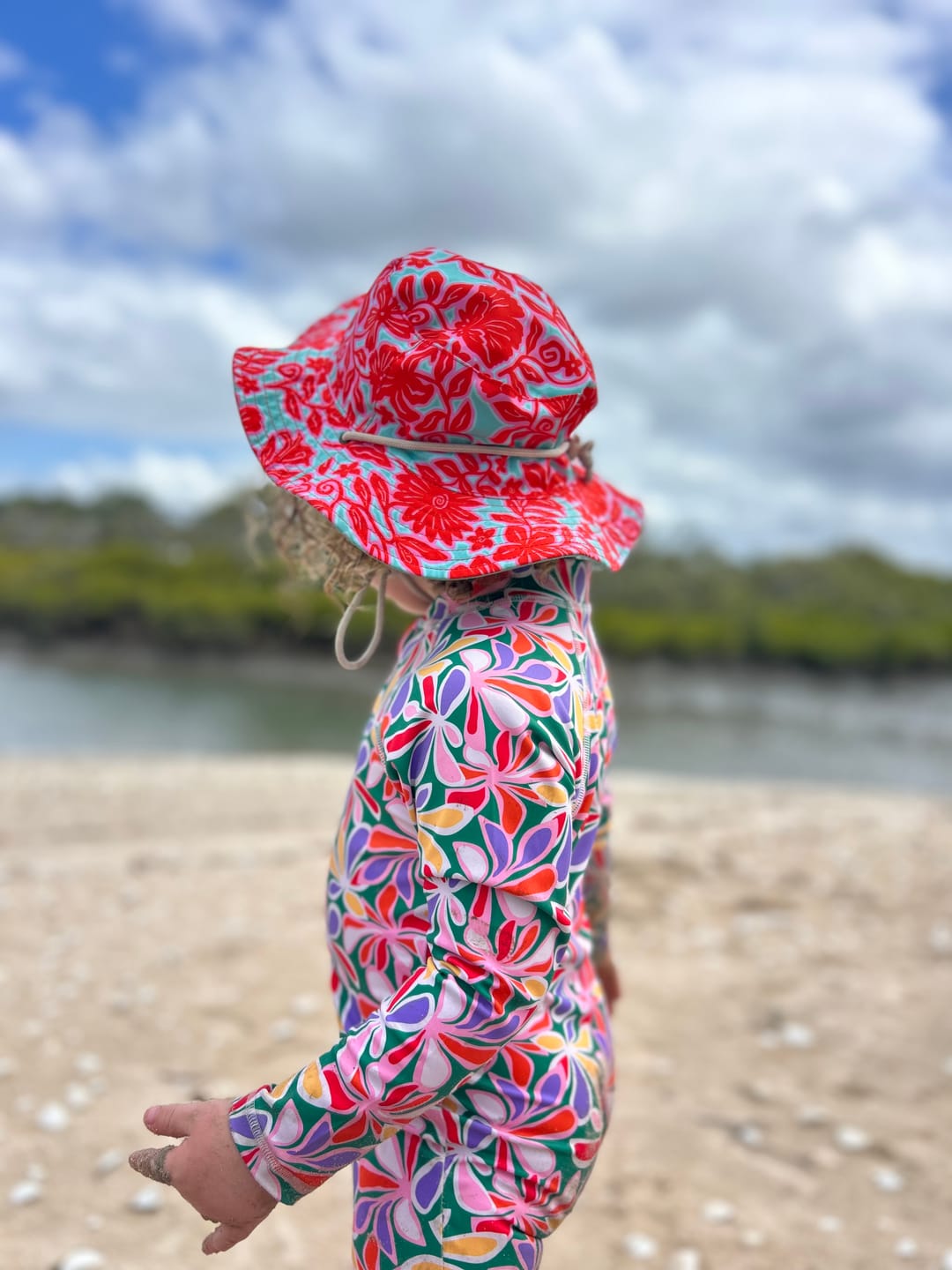 Customer photo review of SIDNEY FULL COVERAGE KIDS SWIM SUIT - SURFER STRIPES