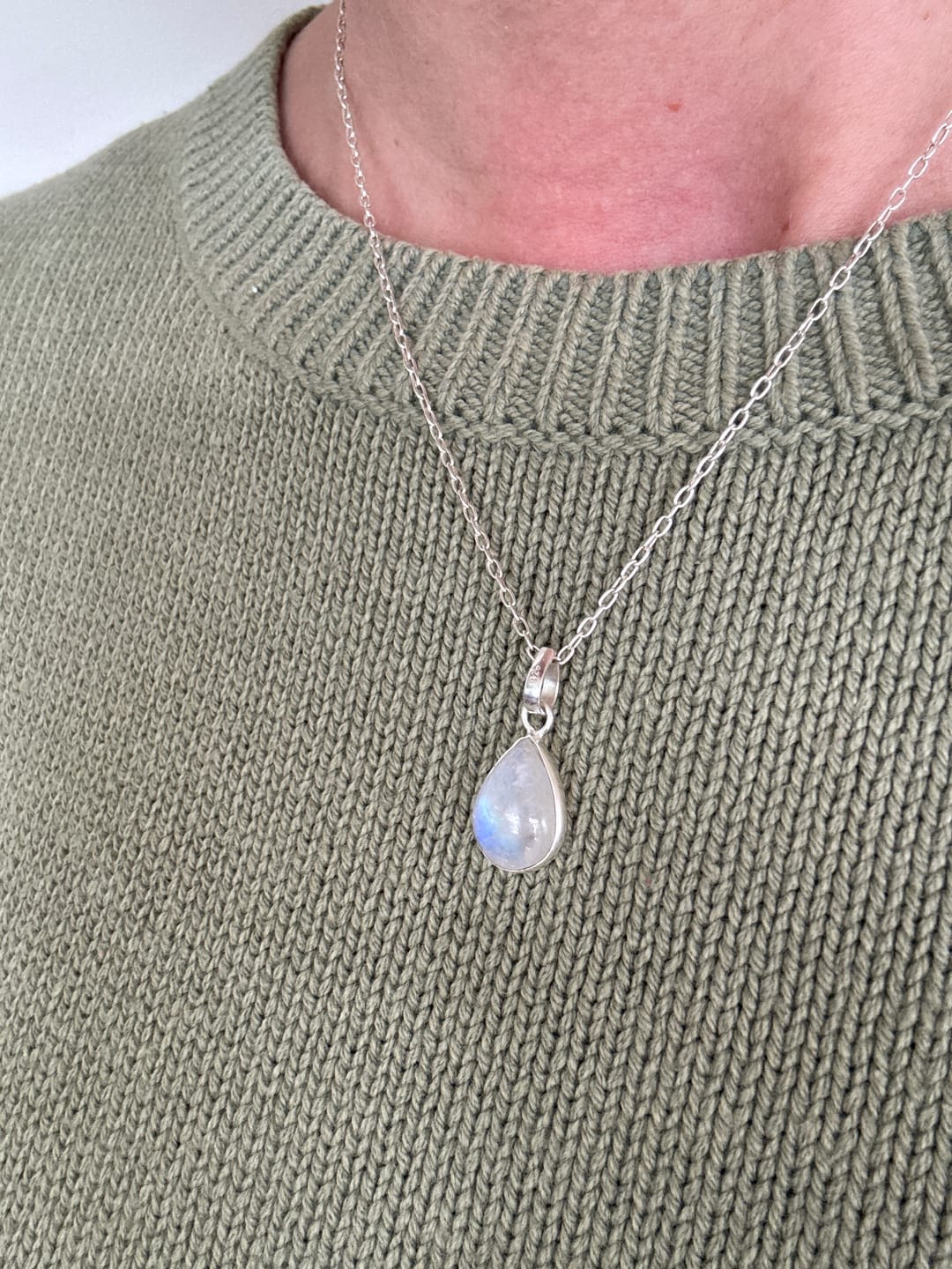 Customer photo review of Moonstone Teardrop Pendant Necklace