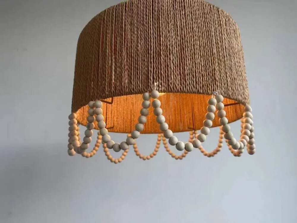 Customer photo review of Domed Hemp Rope Pendant Light, Beaded Fringe, 40–60 cm