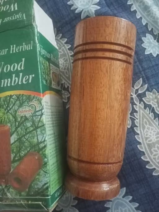 Customer photo review of Vijaysar Wooden Glass (100 ml) for Diabetes & Sugar Control for Daily Wellness