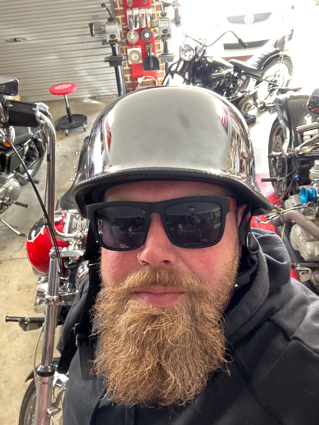 Customer photo review of German Style Mayan Half Helmet - Chrome