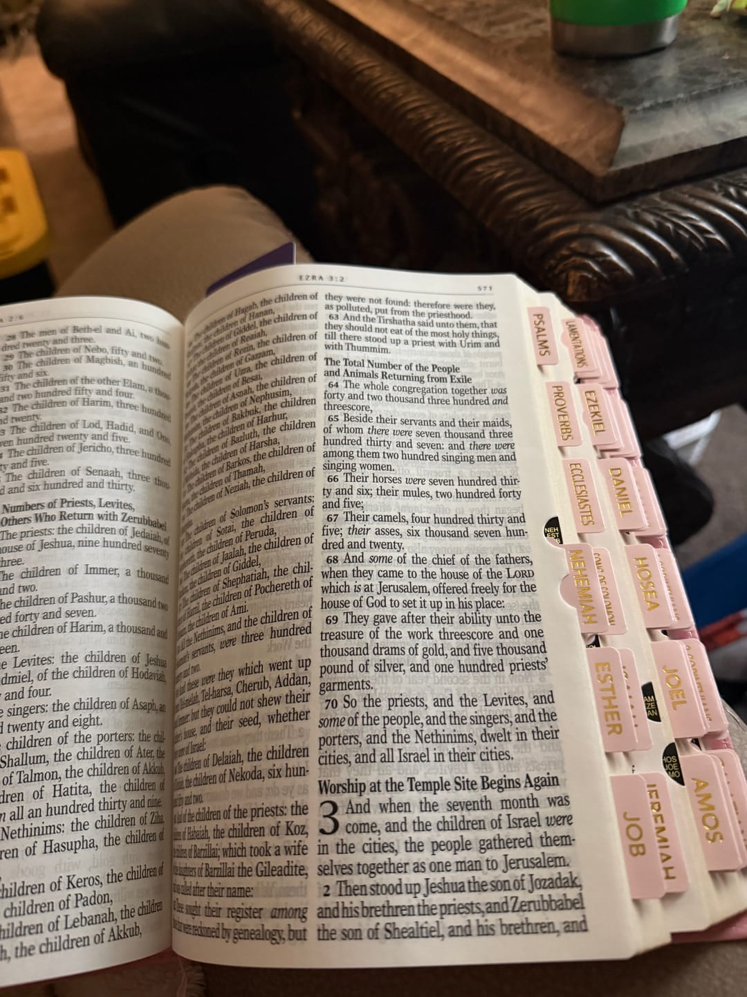 Customer photo review of Pink KJV Bible with Engraving and Tab Options