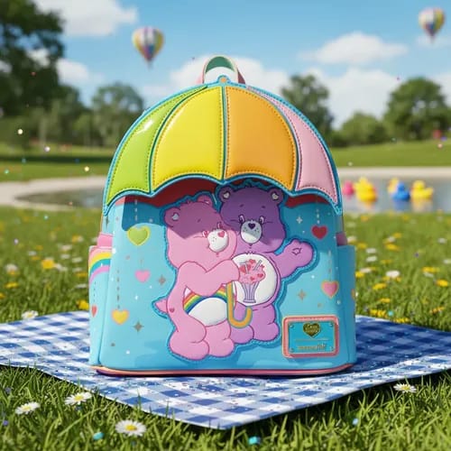 Customer photo review of Loungefly Care Bears Cheer Bear & Share Bear Rainbow Umbrella Mini Backpack