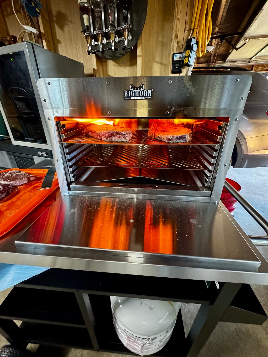 Customer photo review of 1500℉ Dual Infrared Burner Steak Grill with Pizza Stone, Stainless Steel – 21.2 Inch