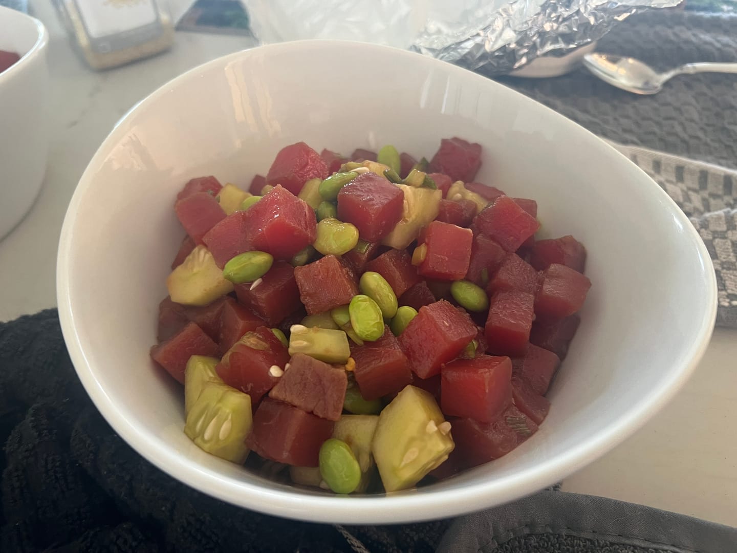 Customer photo review of Wild Ahi Tuna Sushi Poke Cubes, AAA Grade (16oz pack)