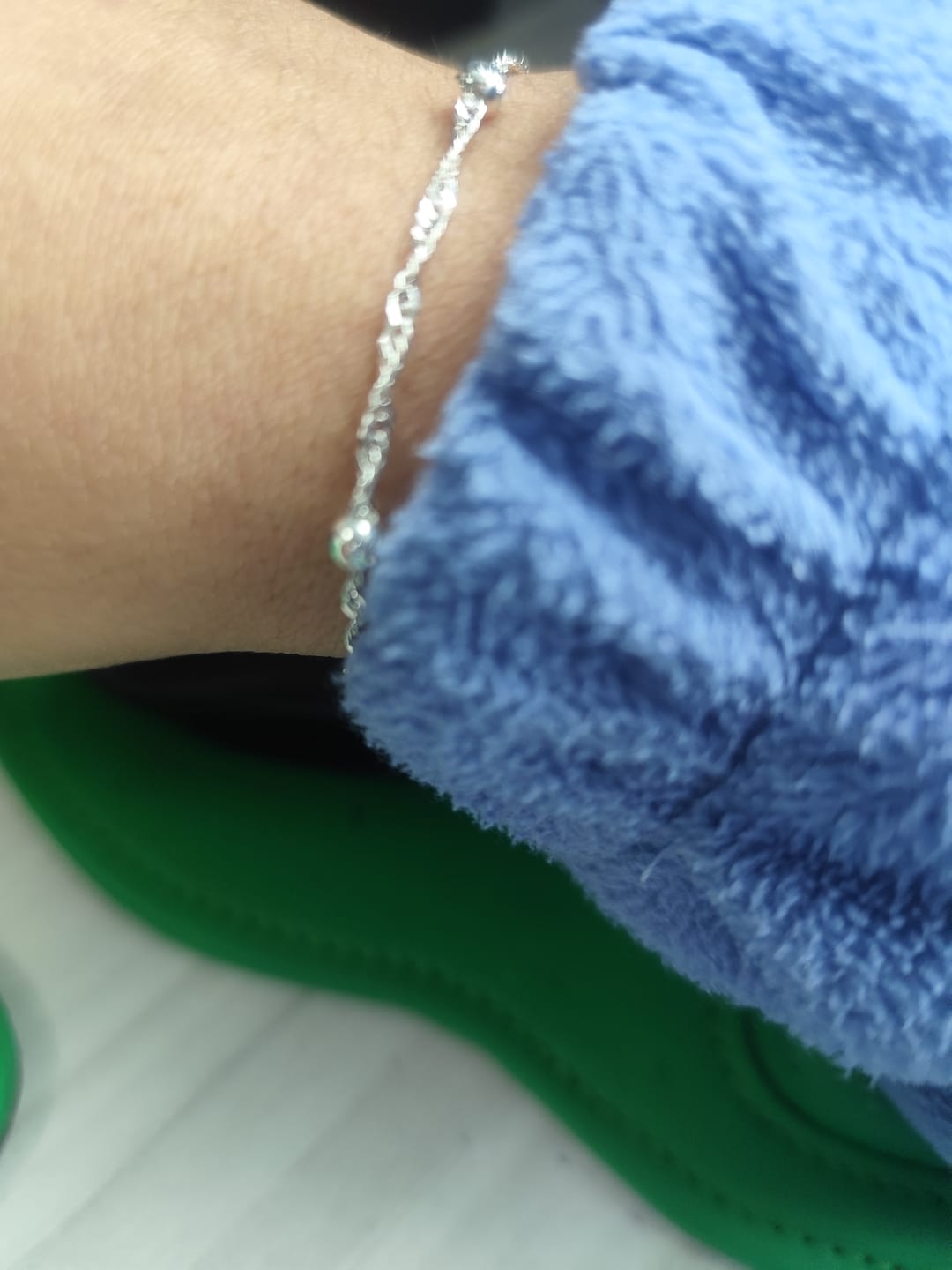 Customer photo review of Pulsera Singapur Esferas Facetadas