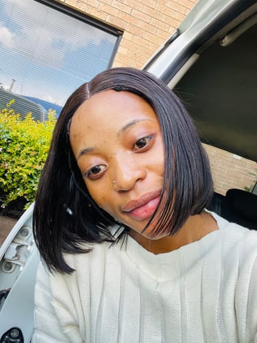 Customer photo review of Budget Vietnamese Super Double Drawn Bone Straight Hand Made 2x6 Closure 10" Natural Black Wig