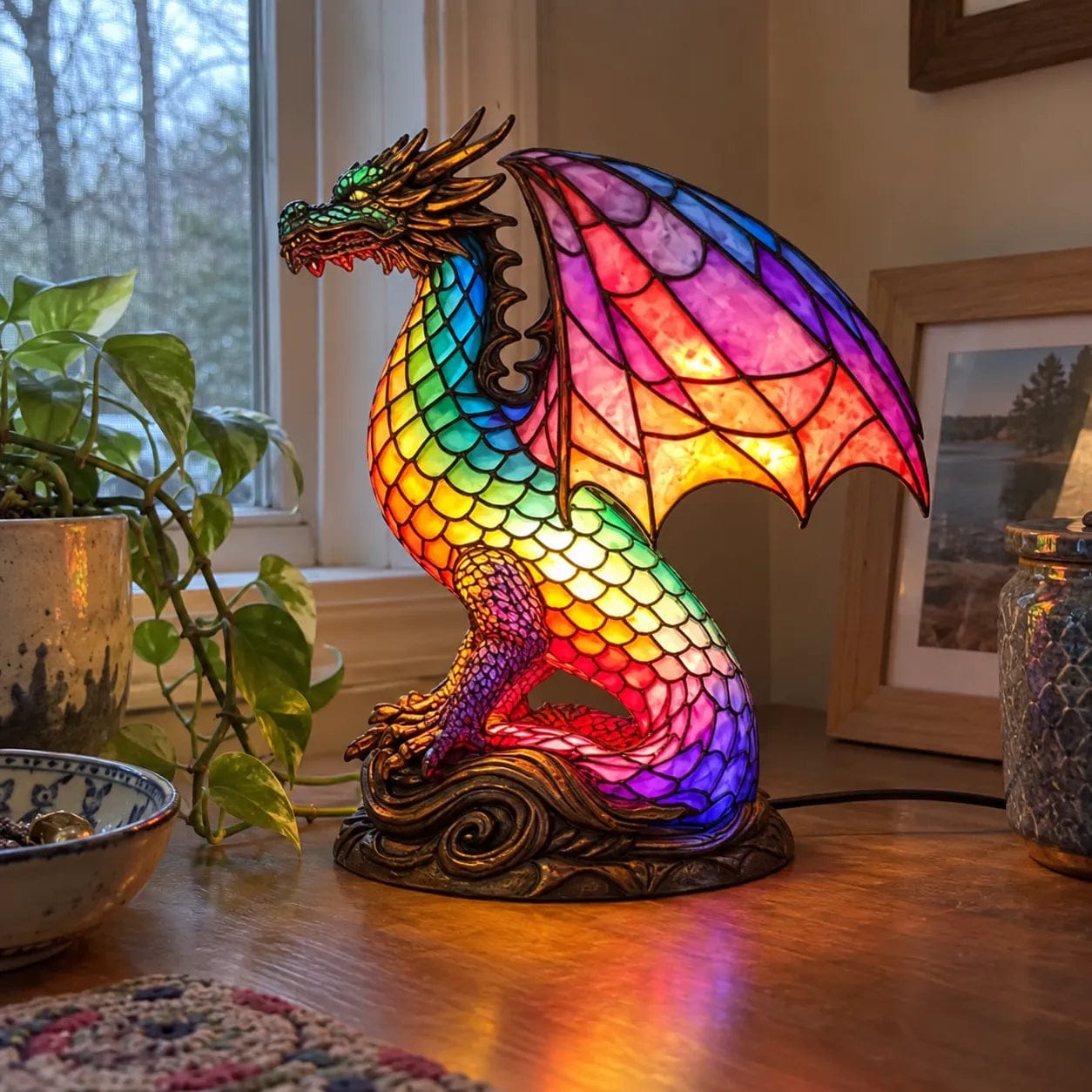 Customer photo review of Light Dragon - handmade lamp that makes hearts shine