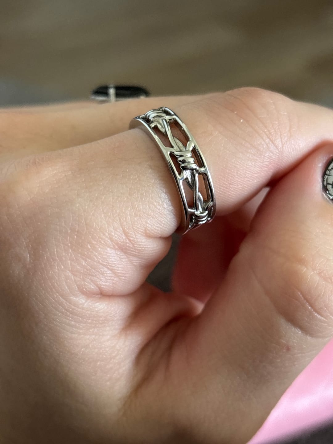 Customer photo review of BARBED WIRE BAND RING