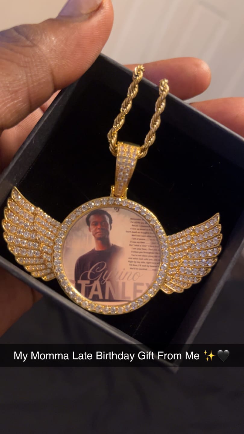 Customer photo review of Angel Wing Photo Necklace With Picture Inside – Custom Personalized Pendant