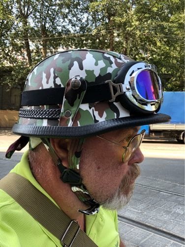 Customer photo review of German Leather Half Helmet - Vintage Black