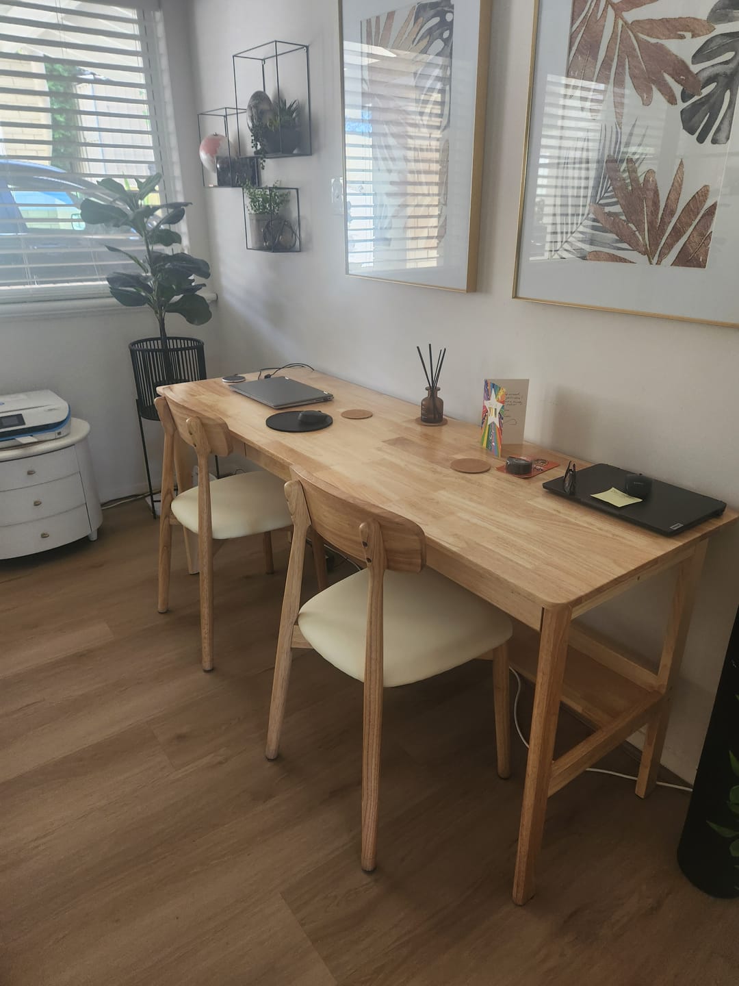 Customer photo review of Lynard Solid Wood Study Desk with Drawers/Rubberwood/Long Study Desk/1.6M/1.8M