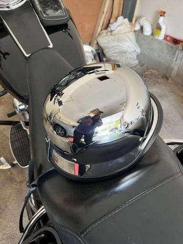 Customer photo review of German Style Mayan Half Helmet - Chrome