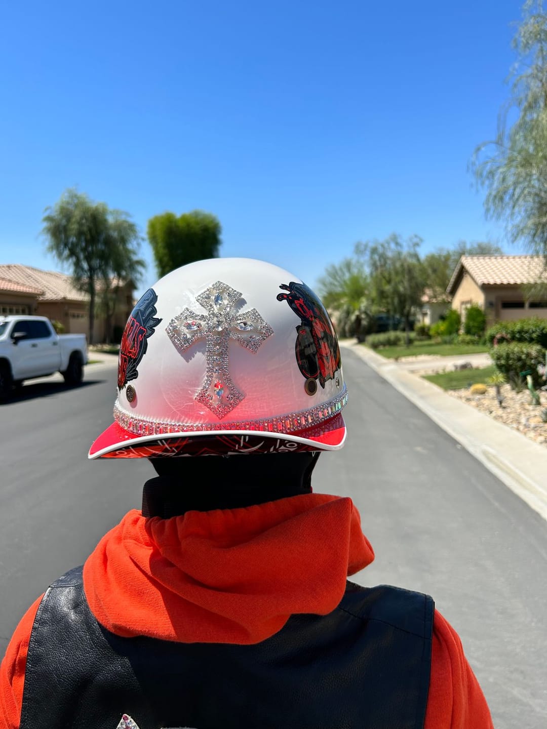 Customer photo review of Baseball Motorcycle Helmet Built-in Visor