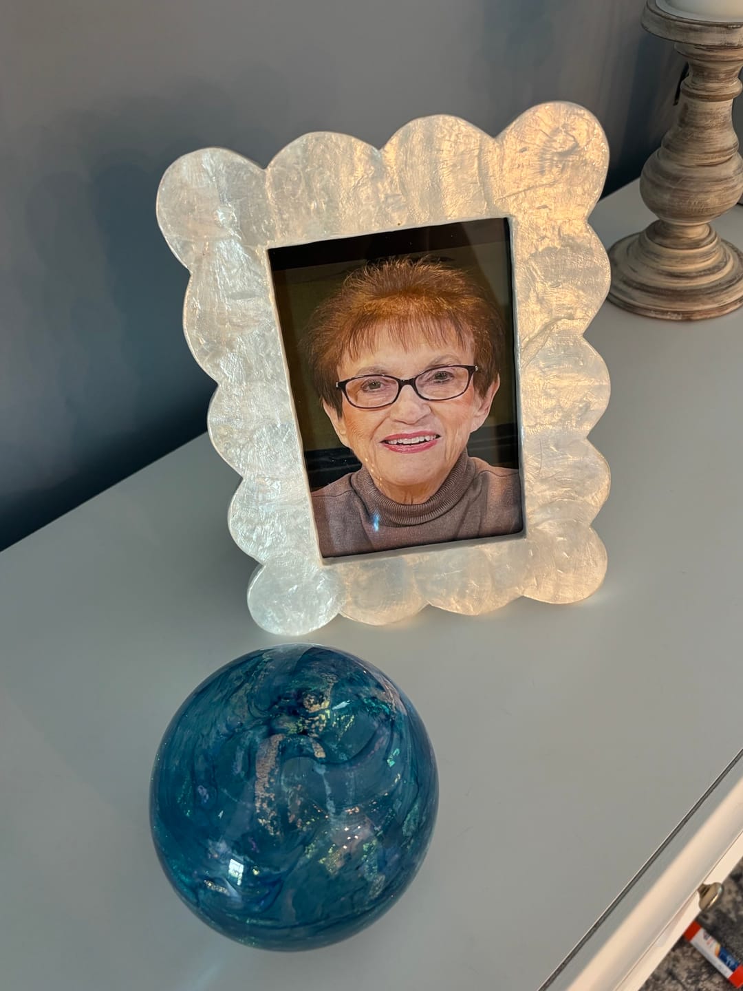 Customer photo review of Dichroic Explosion Orb with Cremation Ash