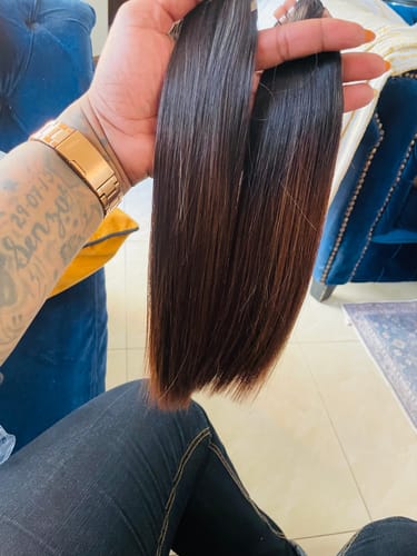 Customer photo review of Vietnamese Super Double Drawn Bone Straight Ombre Chocolate Brown Bundles