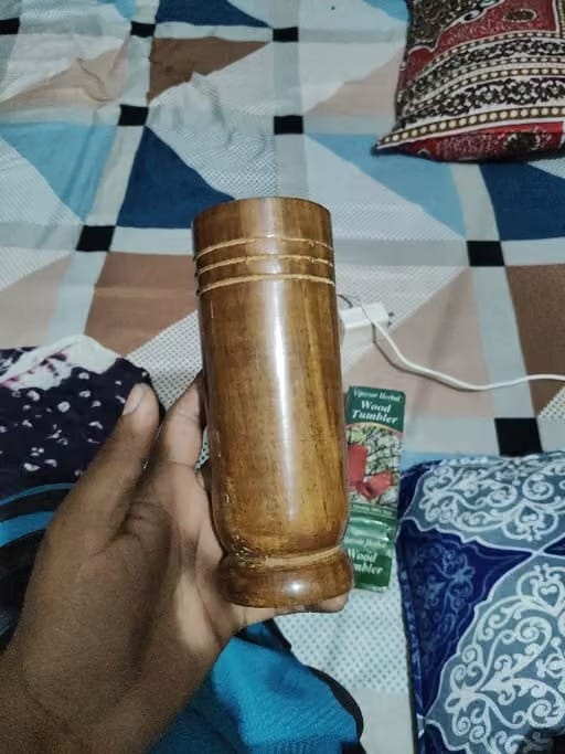 Customer photo review of Vijaysar Wooden Glass (100 ml) for Diabetes & Sugar Control for Daily Wellness