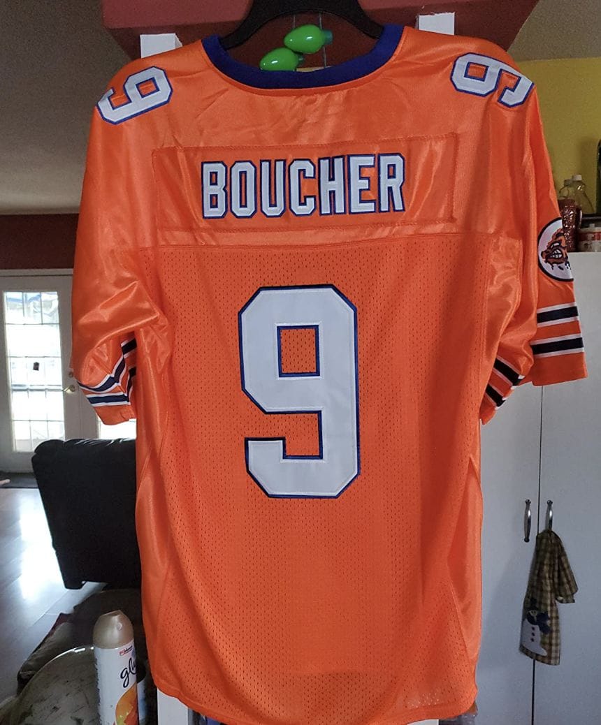 Customer photo review of Custom Orange Mesh Authentic Football Jersey with Royal and White Lettering Design 0140