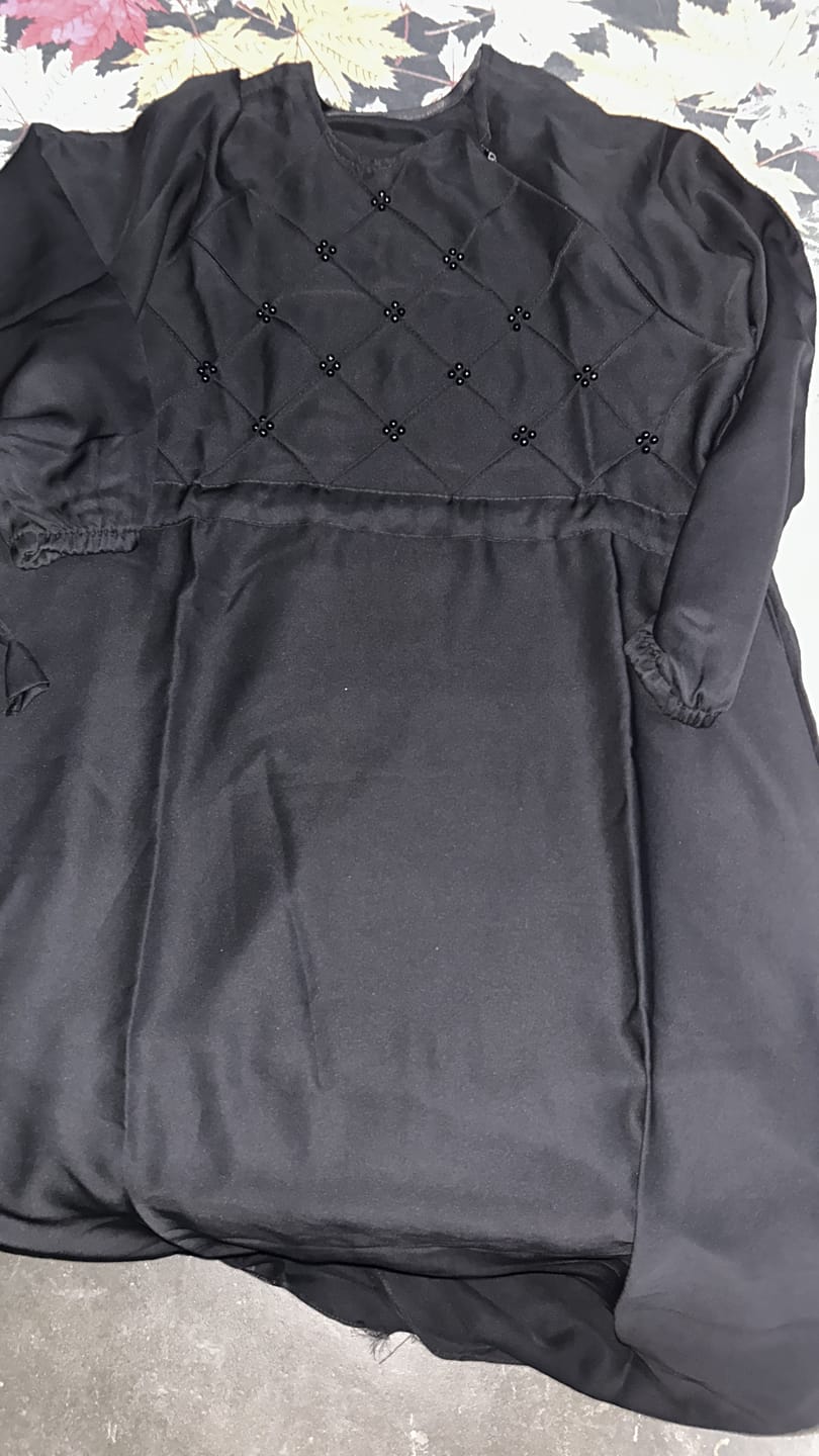 Customer photo review of Cocoa Brown Beaded Abaya