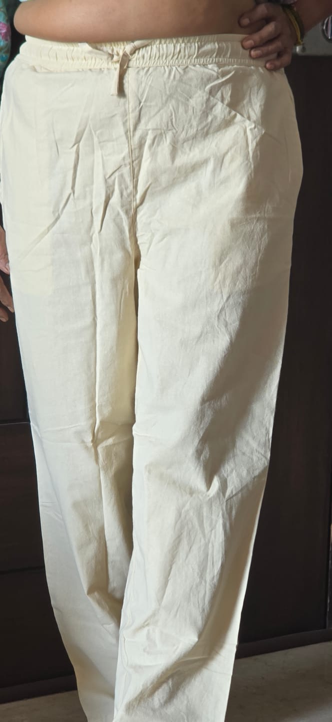 Customer photo review of Women Beige Cotton Straight Pant