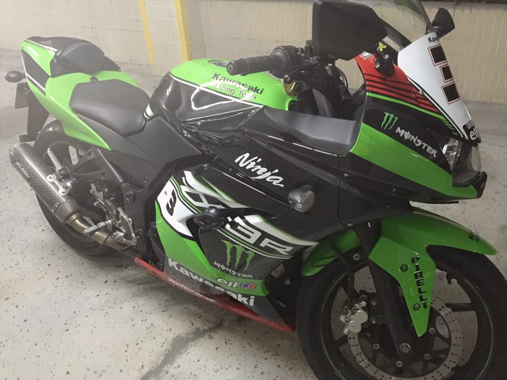 Customer photo review of Black Green Monster Fairings for Ninja 250 2008 - 2012