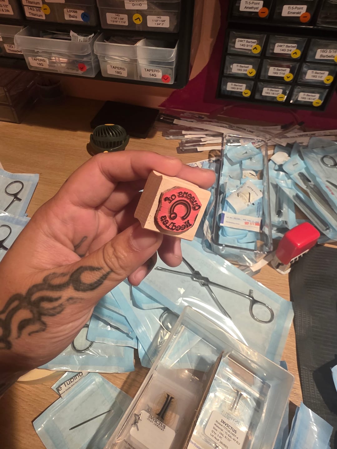 Customer photo review of Rubber Stamp ﹘ Wood stamp no handle / min. 0.7" ﹘ US