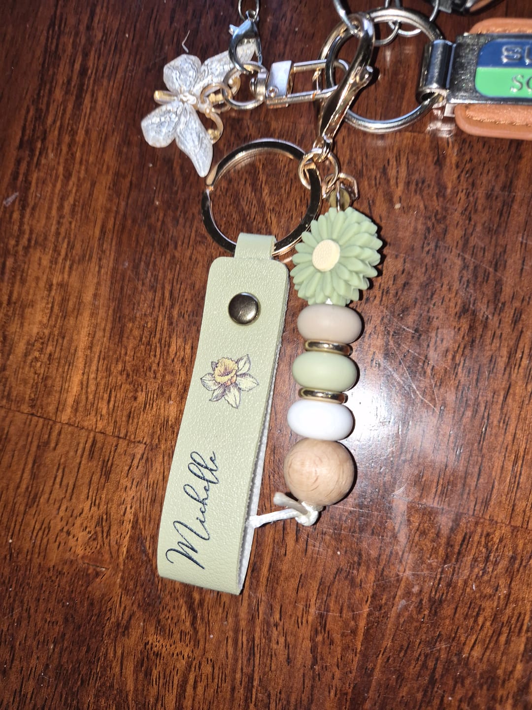 Customer photo review of Custom Birth Flower & Name For Friends, Coworkers, Daughter, Self Gift - Personalized Beaded Keychain