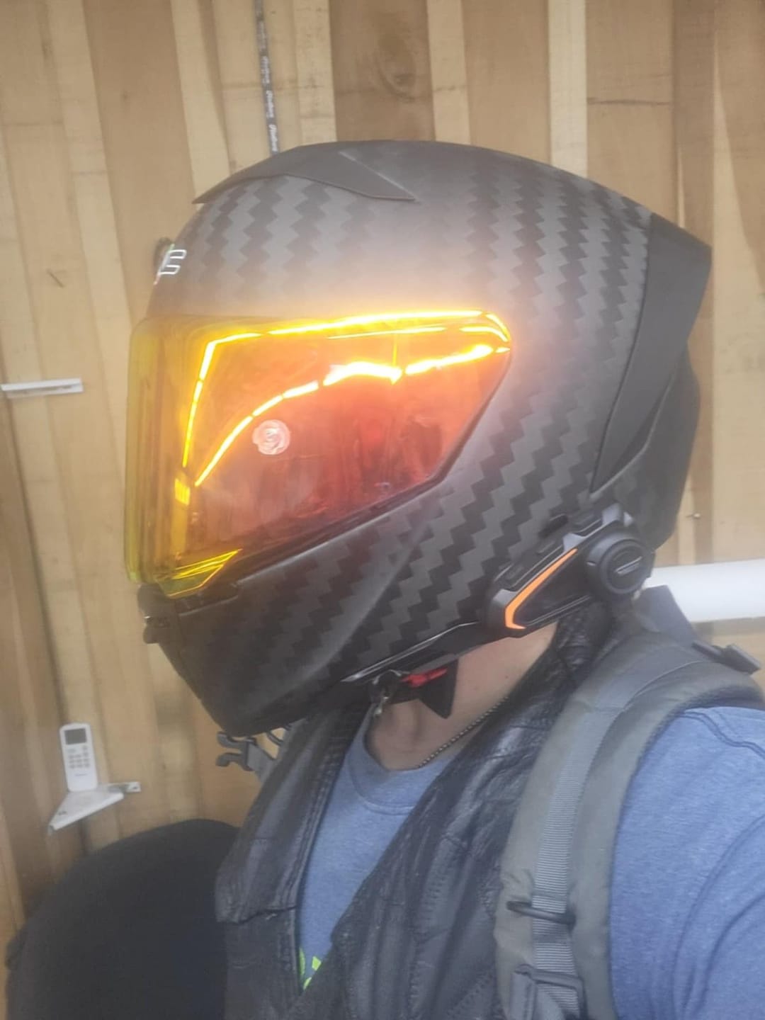Customer photo review of K3 Carbon Fiber Helmet - Bluetooth Headset