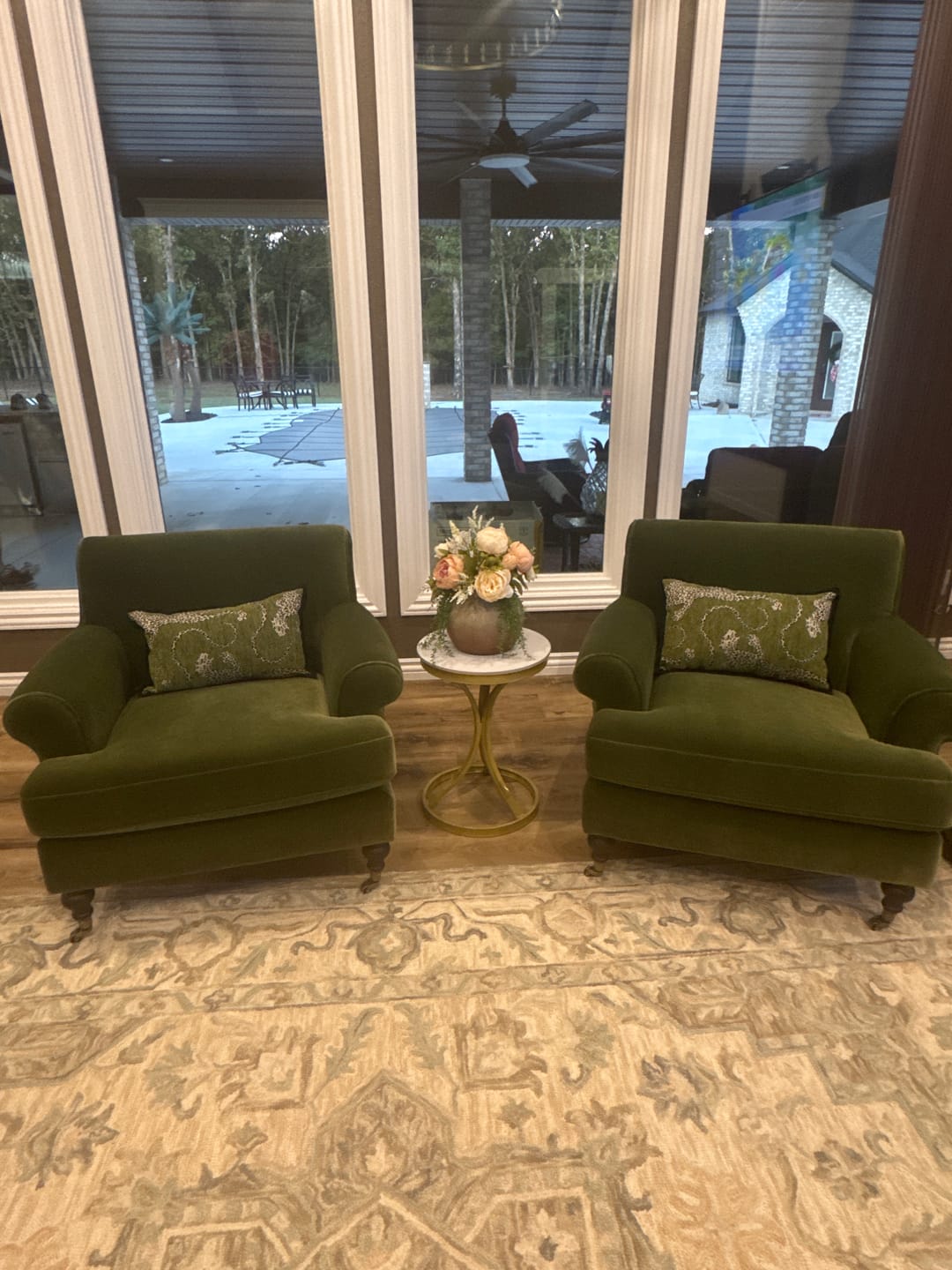 Customer photo review of Round Stone Top Gold Metal Standard Height End Table