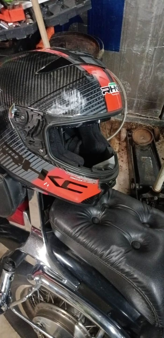 Customer photo review of K3 Carbon Fiber Helmet - Bluetooth Headset