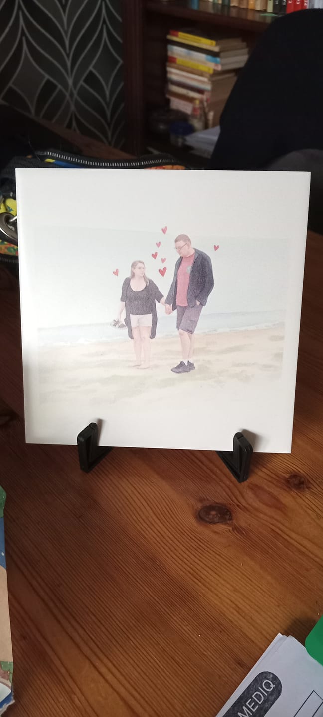 Customer photo review of Gepersonaliseerd tegeltje - Aquarel met hartjes