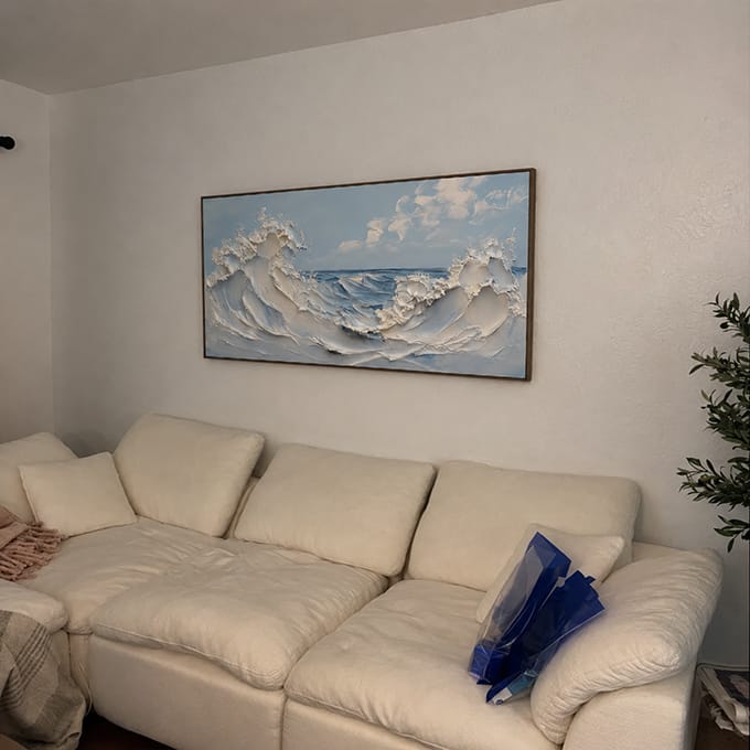 Customer photo review of Abstract Ocean And Sky Textured Wall Art #OS053