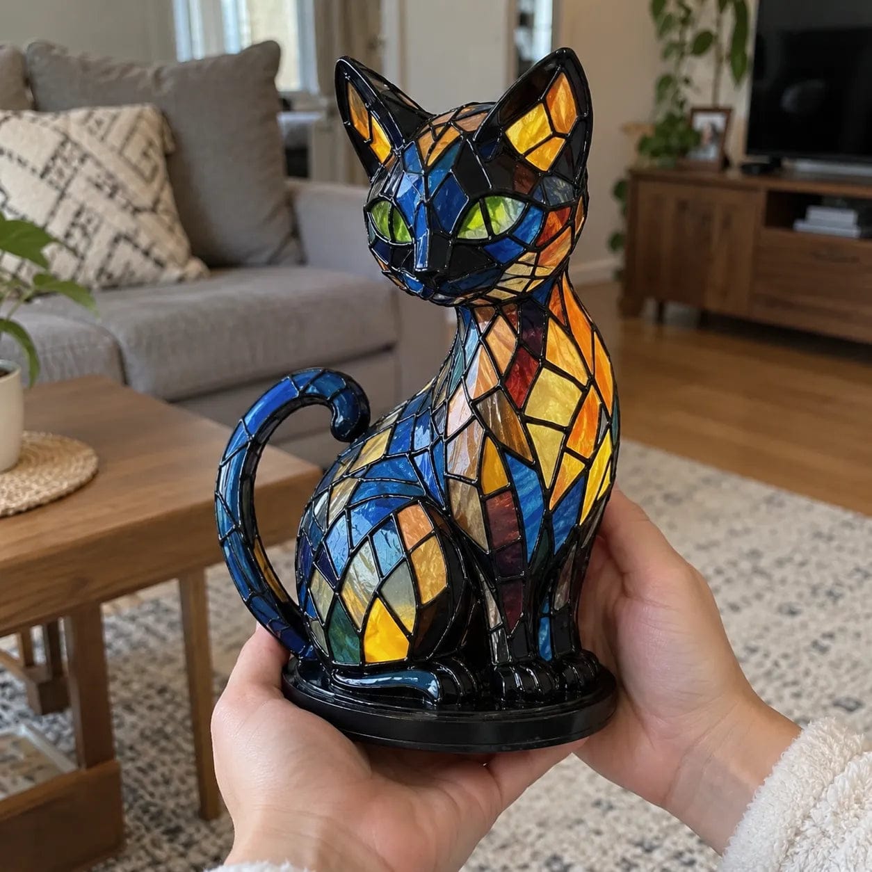Customer photo review of Luminous cat – handmade lamp that makes hearts shine