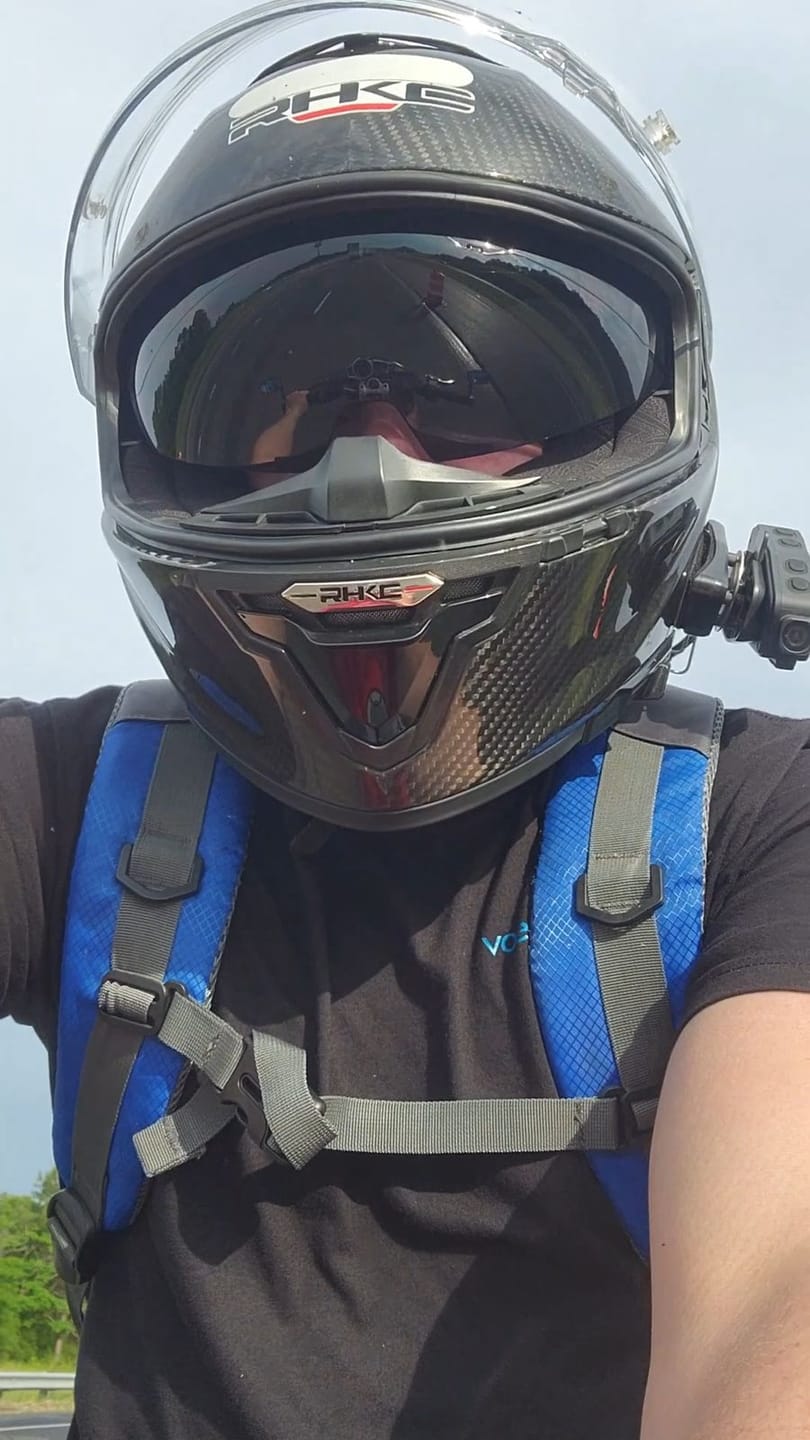 Customer photo review of K3 Carbon Fiber Helmet - Bluetooth Headset