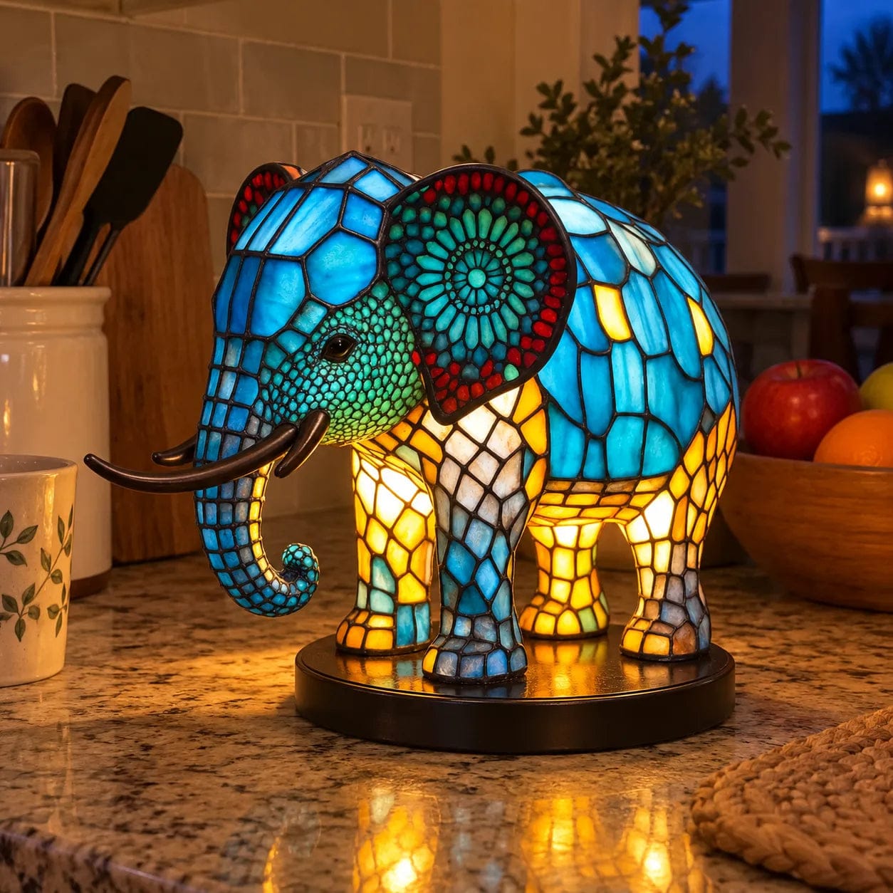 Customer photo review of Light Elephant - a handmade lamp that makes hearts shine