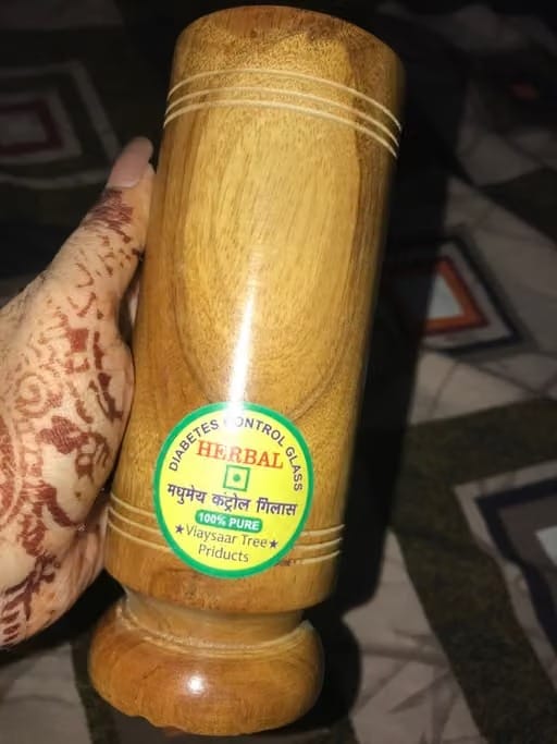 Customer photo review of Vijaysar Wooden Glass (100 ml) for Diabetes & Sugar Control for Daily Wellness