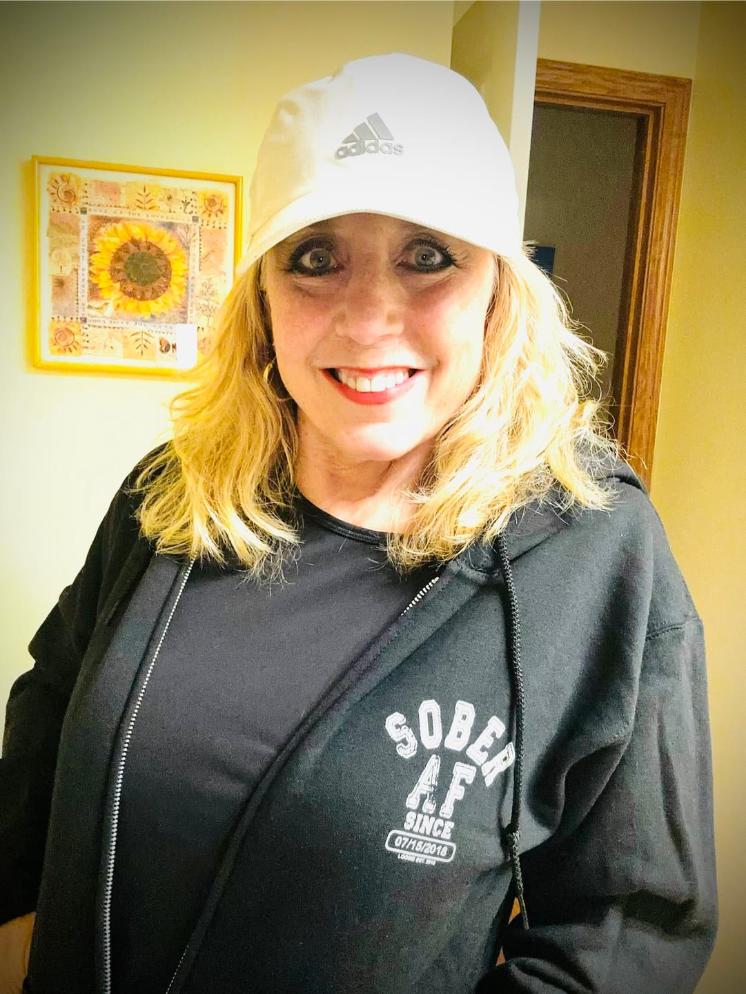 Customer photo review of Recovery Zip Hoodie | Women's Sober AF Front Print