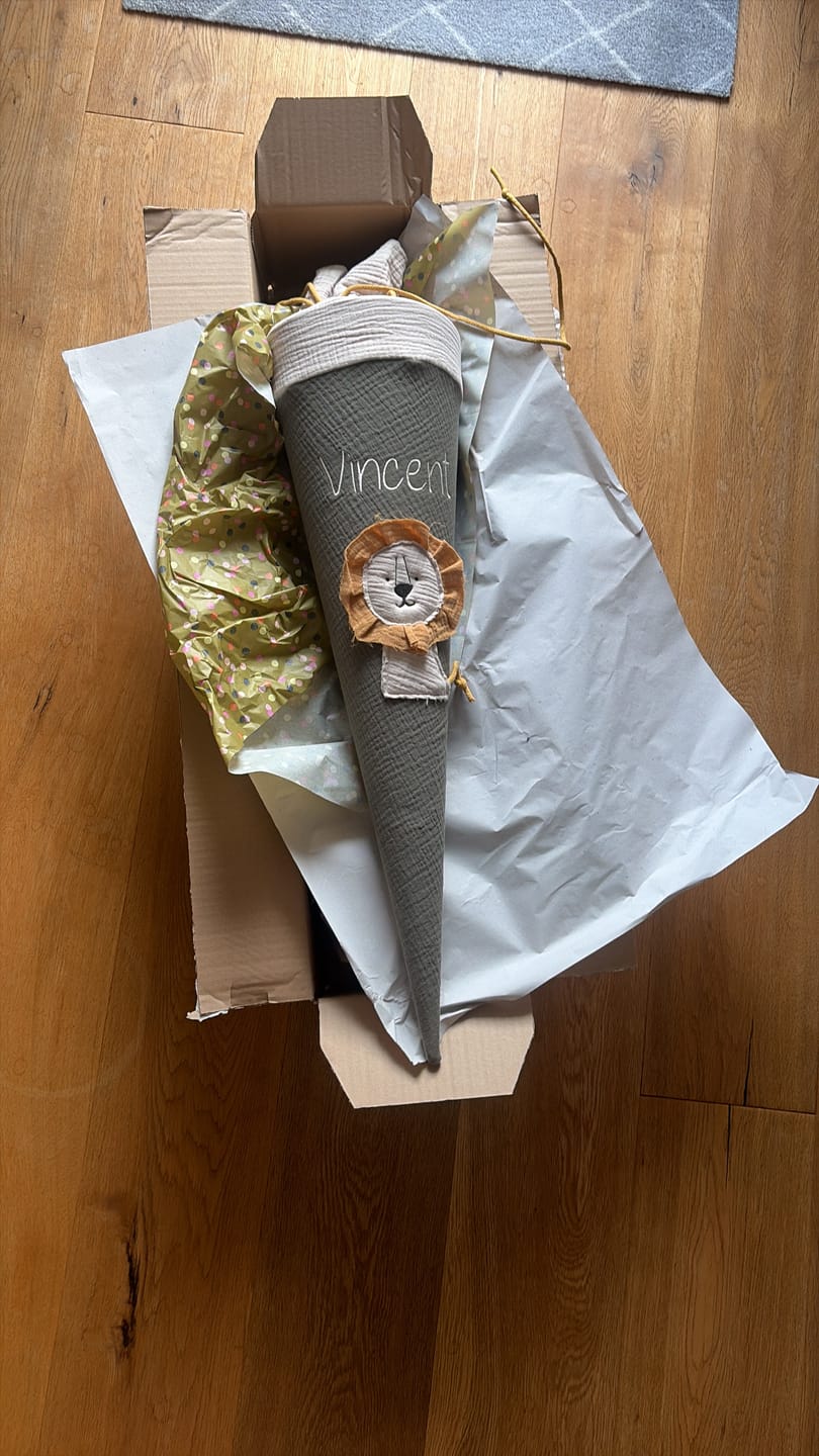 Customer photo review of Schultüte Musselin Löwe | freie Farbwahl