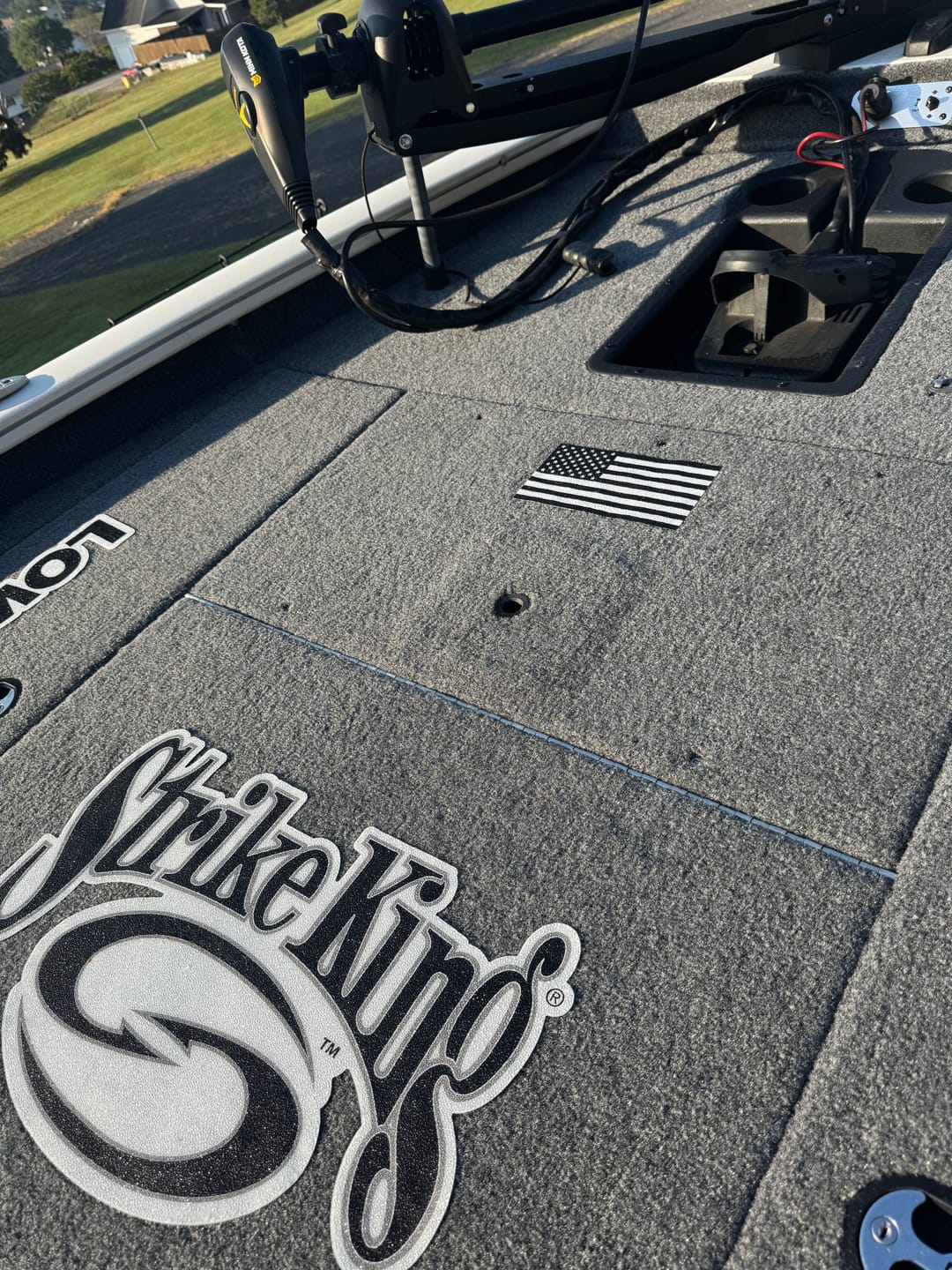 Customer photo review of Black and White American Flag Carpet Graphic
