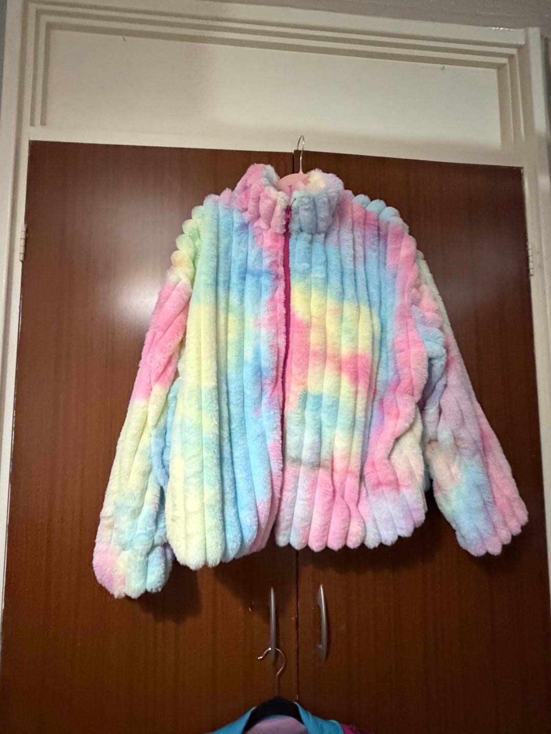 Customer photo review of Tie Dye Cuddle Fur Fleece Fabric