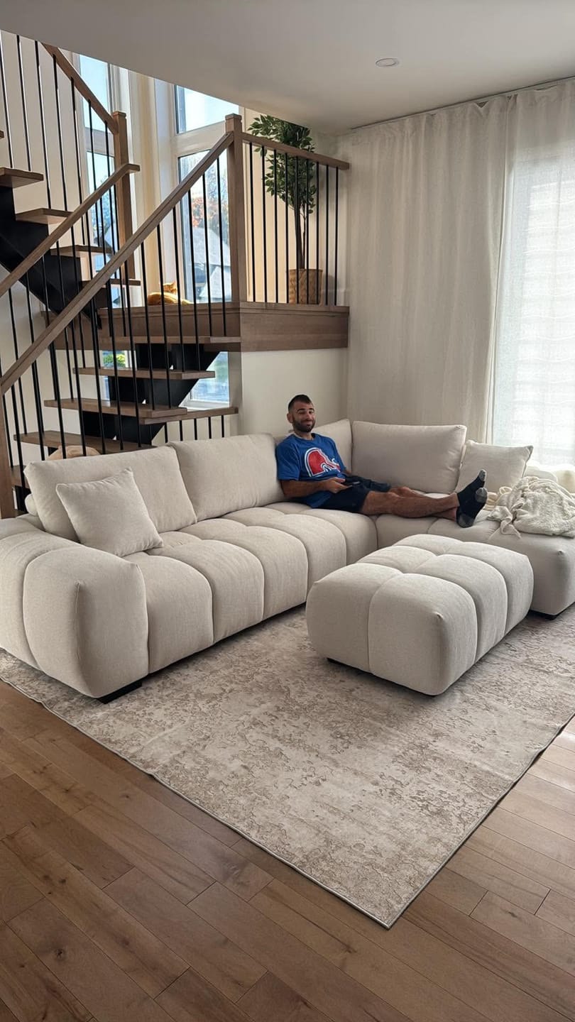 Customer photo review of OLIVIA - Divan sectionnel 120" beige crème
