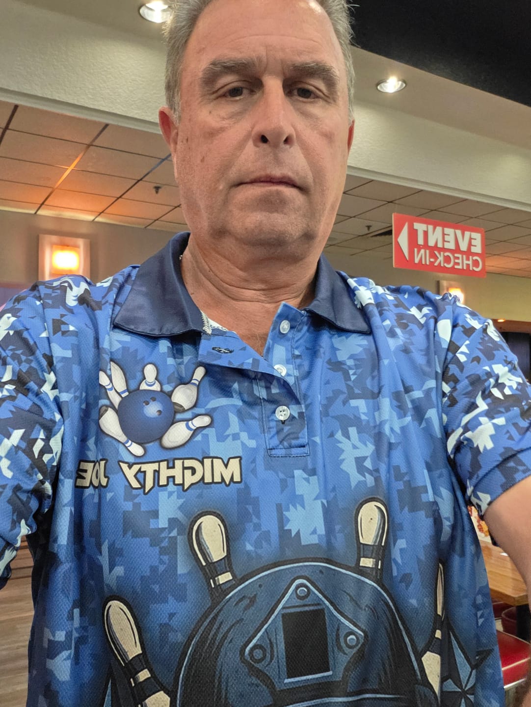 Customer photo review of Blue Camo American Flag Veteran Skull Bowling Shirts For Men Custom patriotic Bowling Team Jerseys NQS11047